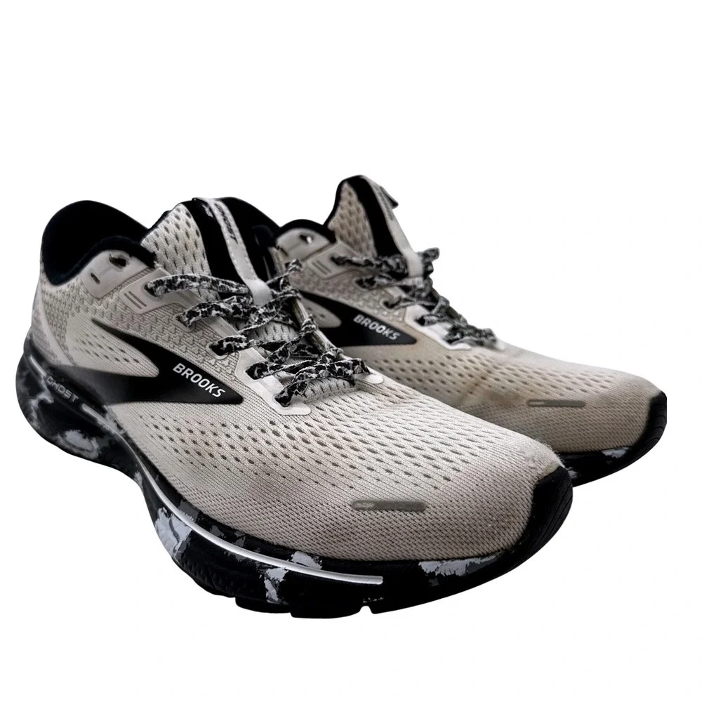 Brooks Ghost 14 Running Shoes Womens 10 Oyster Black Good Marbled Midsole